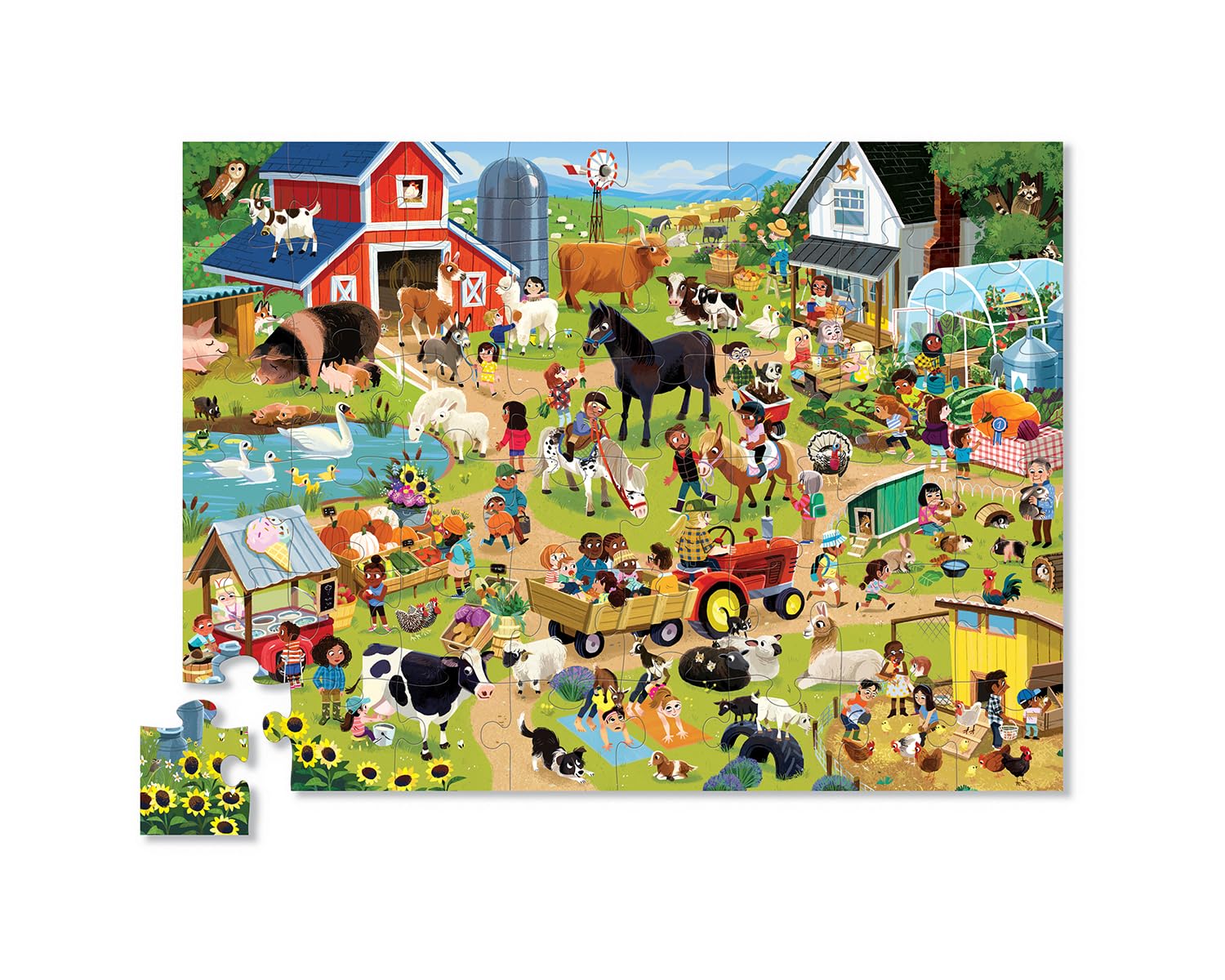 Crocodile Creek Day at The Farm puzzle crafted with eco-friendly inks and FSC materials.