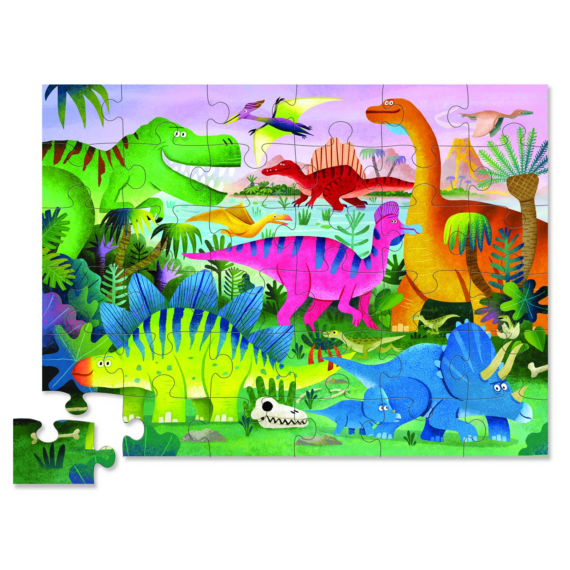 Crocodile Creek Dino Land storage box—easy cleanup after floor puzzle time