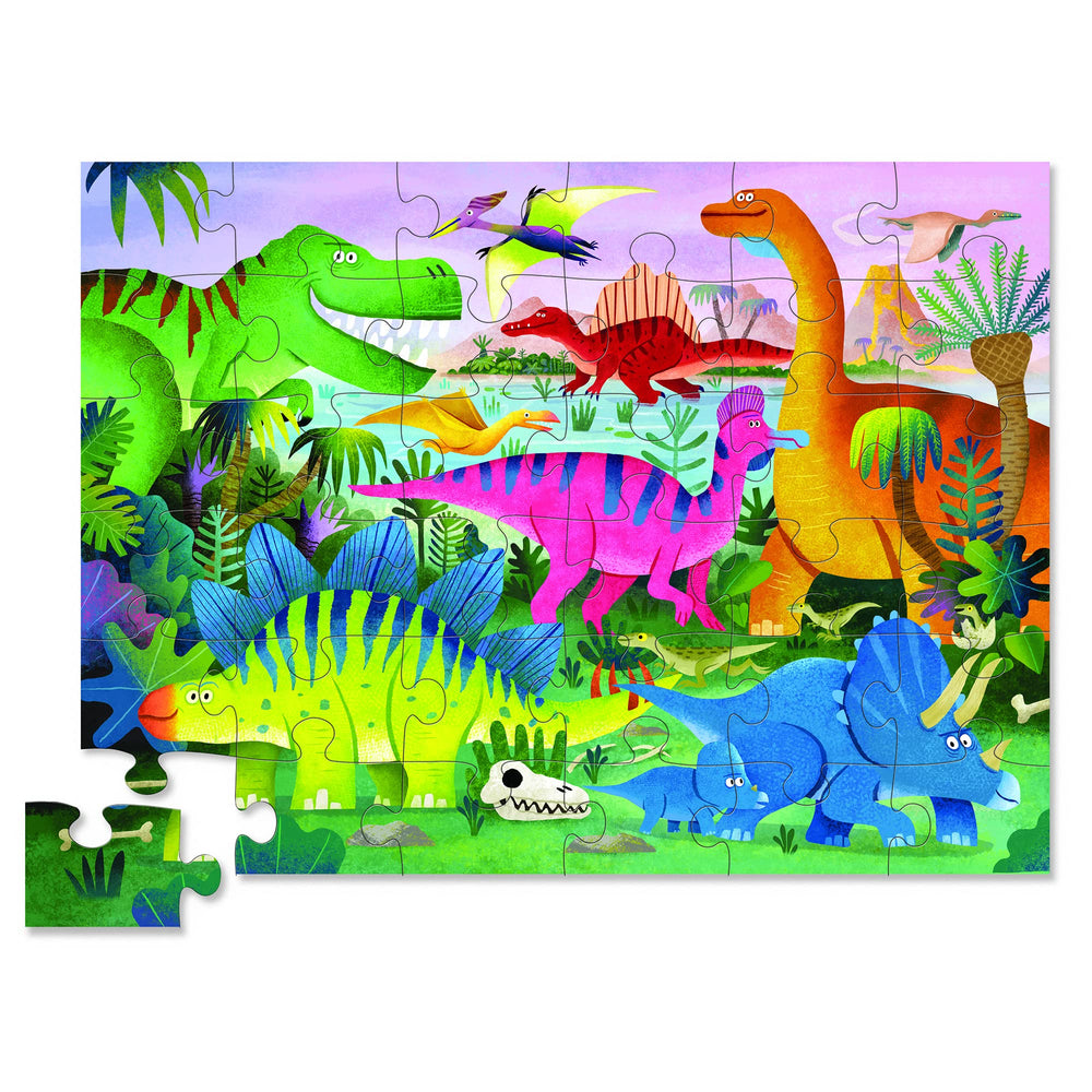 Crocodile Creek Dino Land storage box—easy cleanup after floor puzzle time