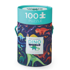 Crocodile Creek dinosaurs puzzle canister for easy storage and travel fun.