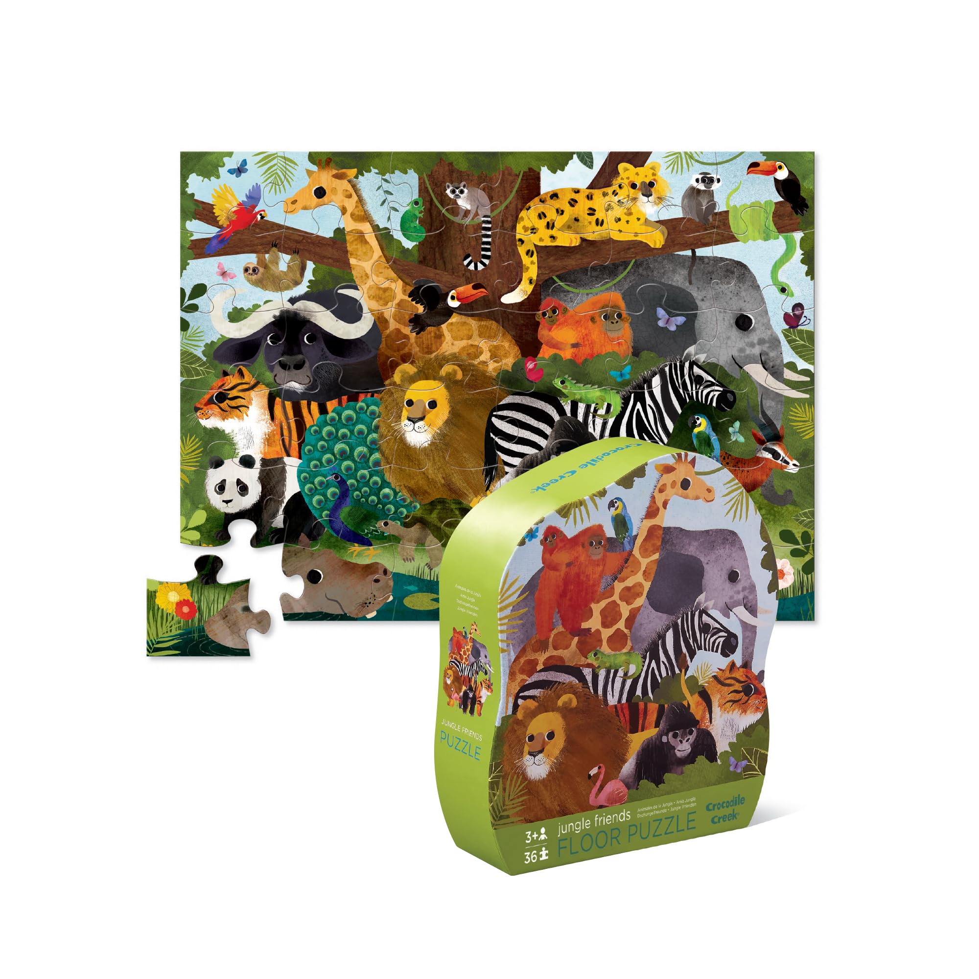 Crocodile Creek Jungle Friends floor puzzle 36-piece for hands-on exploration.