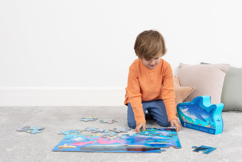 Crocodile Creek kids puzzle with large pieces supports motor skills.