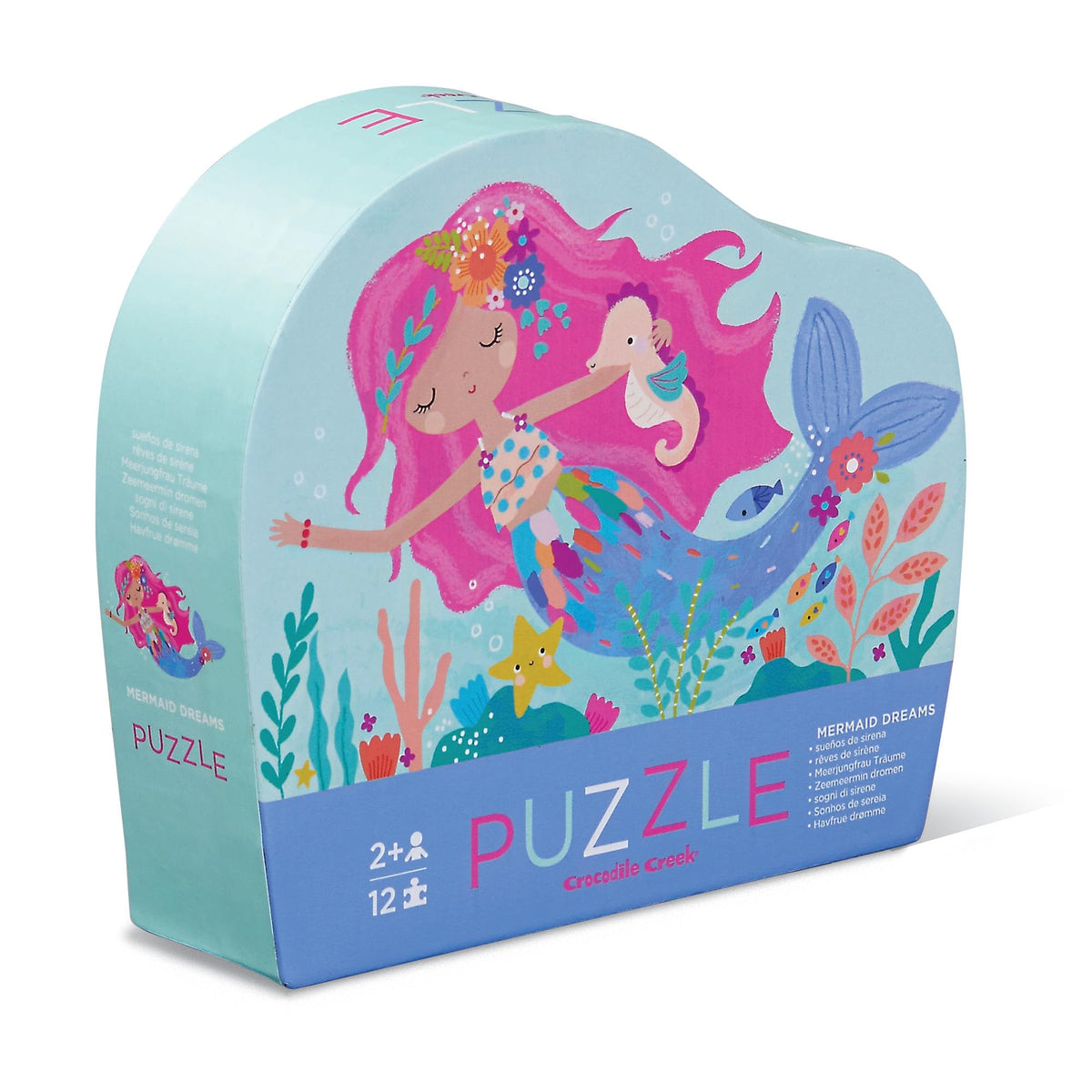 Crocodile Creek Mermaid Dreams puzzle box ready for storage and floor play.
