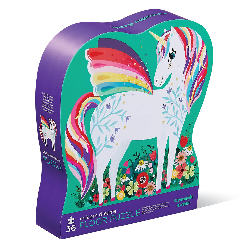 Crocodile Creek Unicorn Dreams puzzle assembly with large pieces for easy hands-on play.