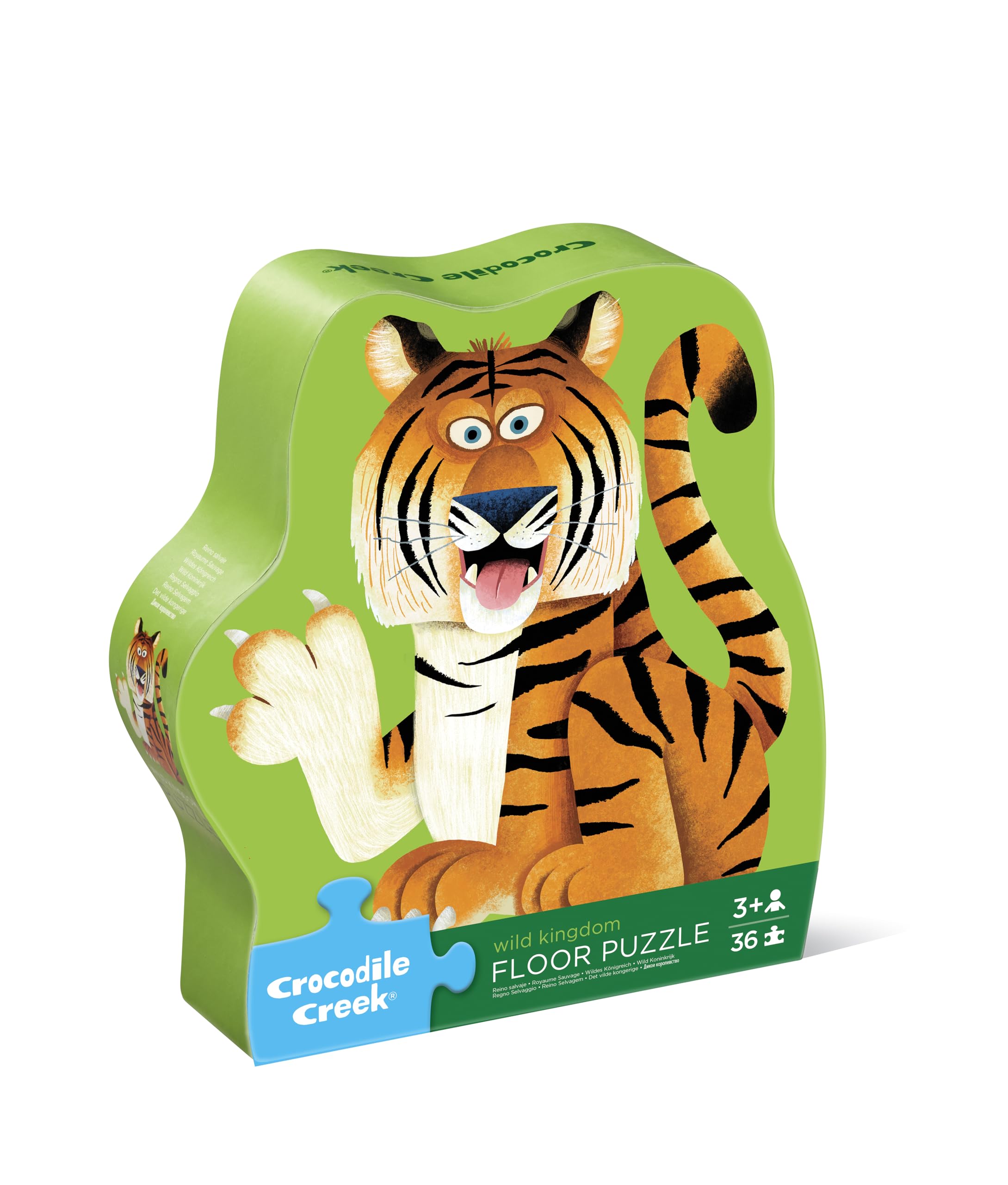Crocodile Creek Wild Kingdom puzzle box with 36 pieces, ideal for ages 3 and up.