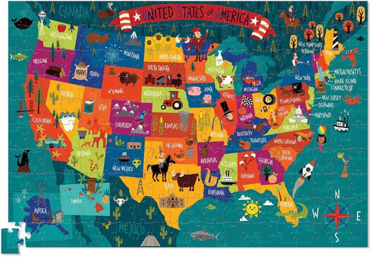 Crocodile Creek USA Map poster matches the puzzle for easier assembly.
