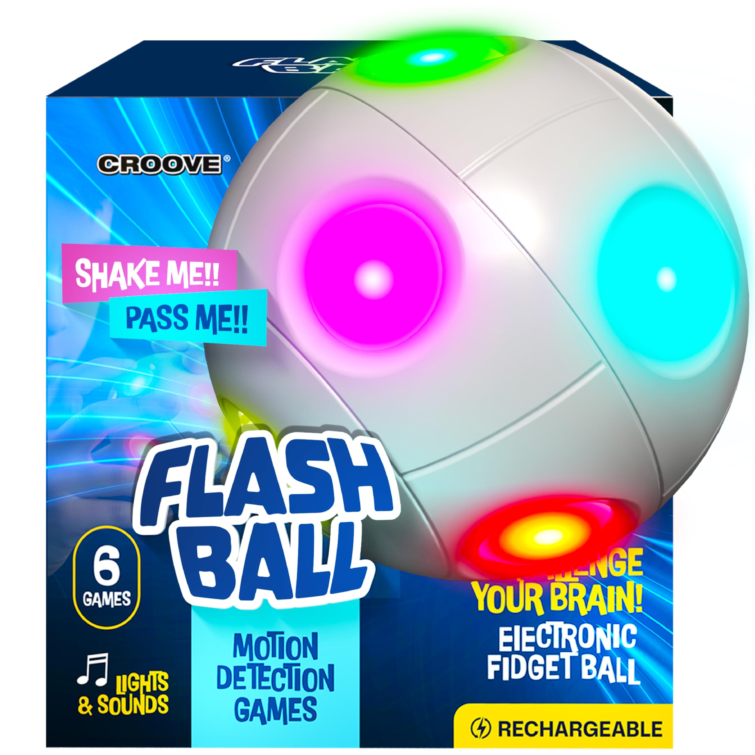 Croove Flashball handheld light-up ball in action enhances quick reflex skills.