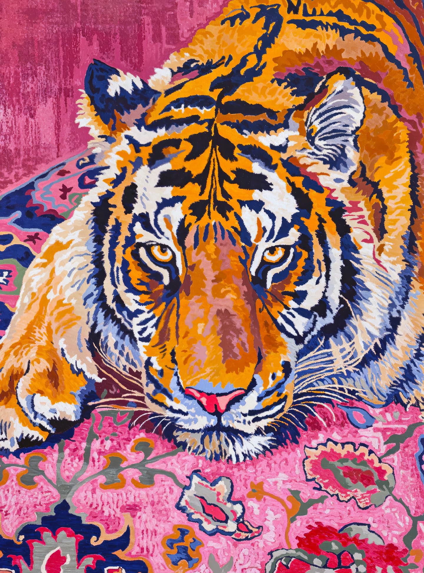 Cross & Glory Bohemian Tiger Tapestry puzzle box, vibrant Moroccan rug motif, ideal for gifting.