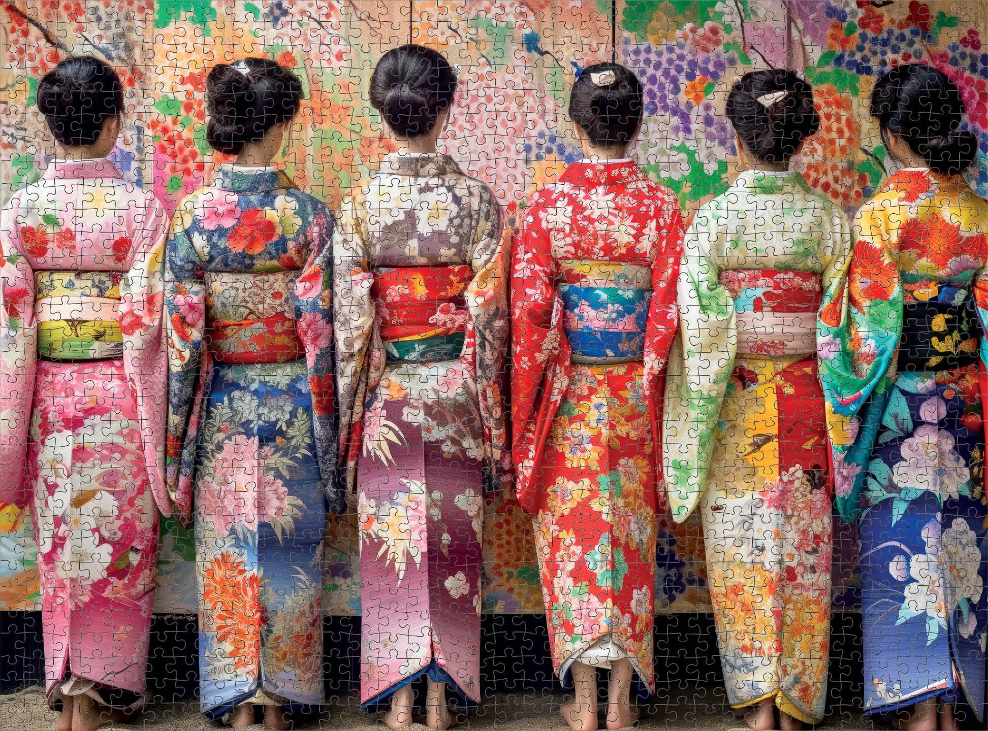 Cross and Glory Detailed kimono motifs inviting cultural exploration through puzzle pieces
