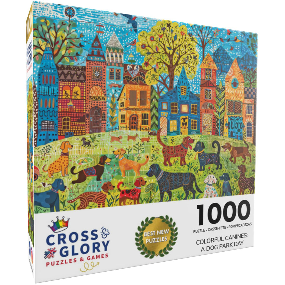 Cross & Glory Colorful Canines puzzle breed variety—diverse pups inspire a rewarding challenge for dog lovers.