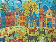 Cross & Glory Colorful Canines puzzle city scene—vivid hues elevate solo or group puzzling.