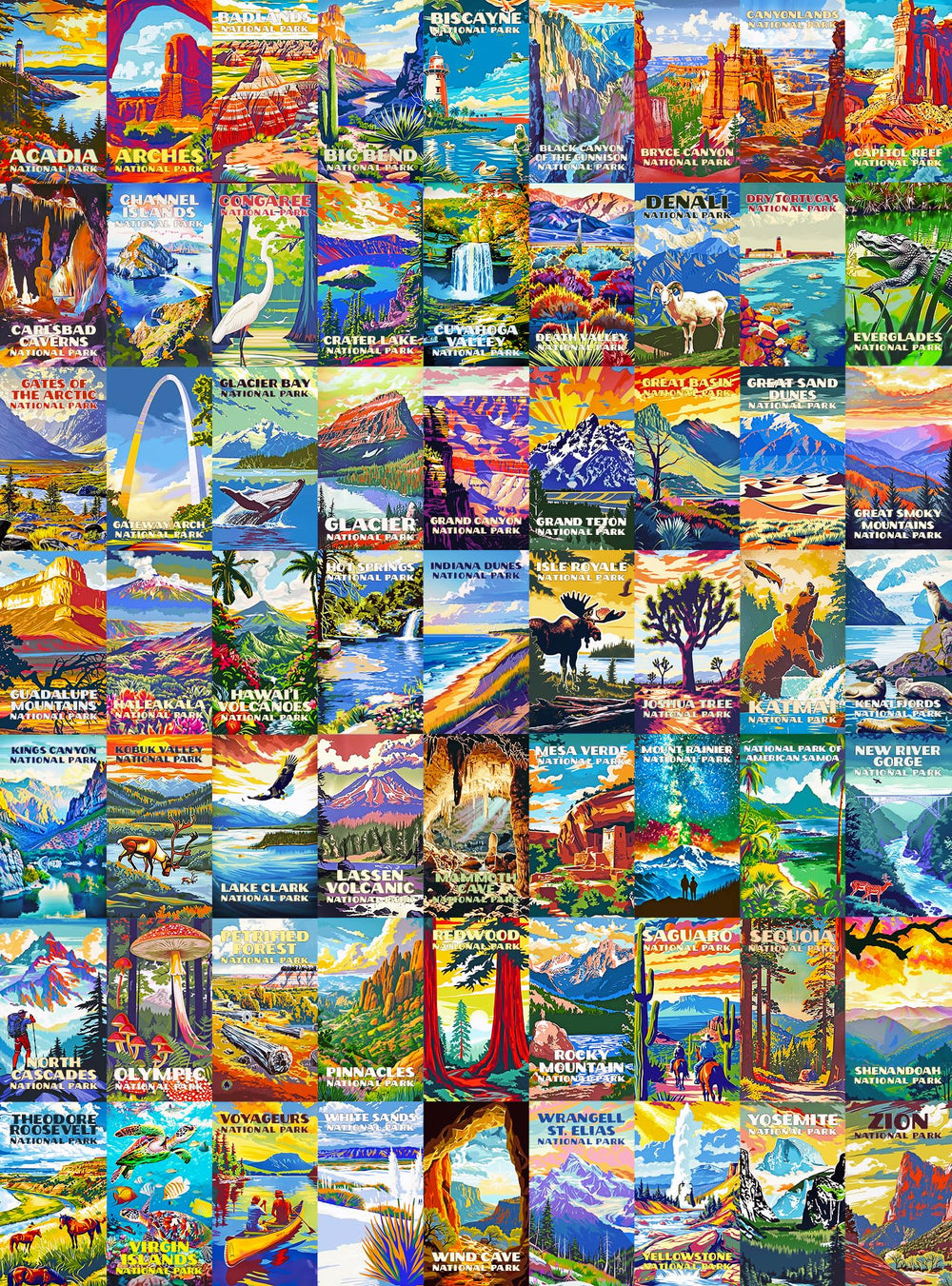 Cross & Glory Grand Tour puzzle box featuring a collage of national parks for immersive at-home relaxation.