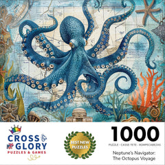 Cross & Glory Neptune's Navigator: maps and treasure motifs spark curiosity during puzzles.