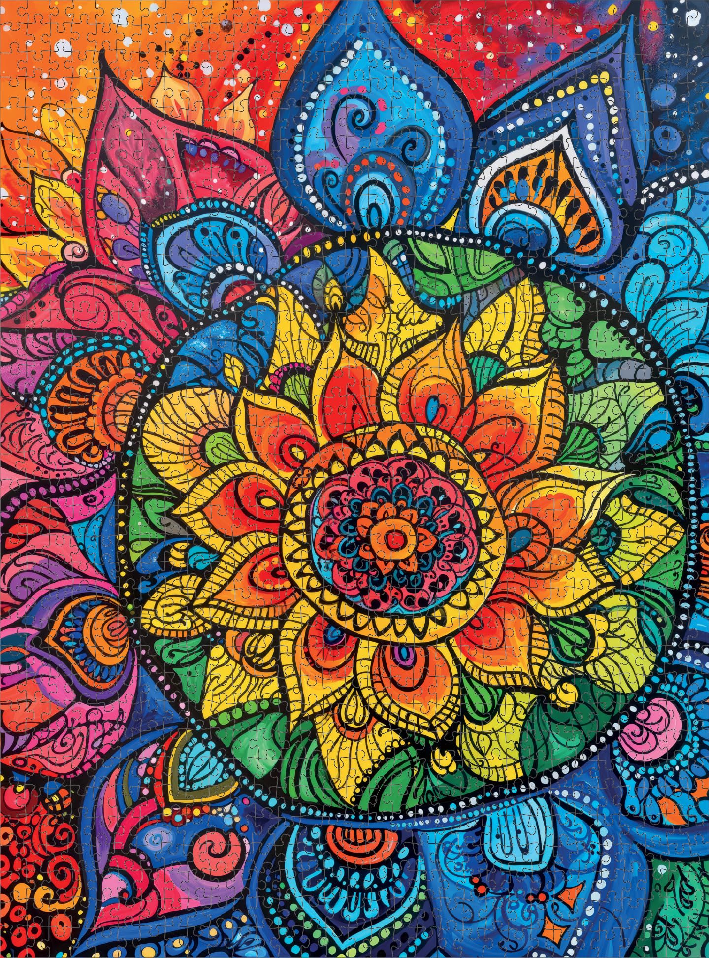 Cross & Glory Rainbow Mandala Mirage: premium 1000-piece puzzle with satin finish.