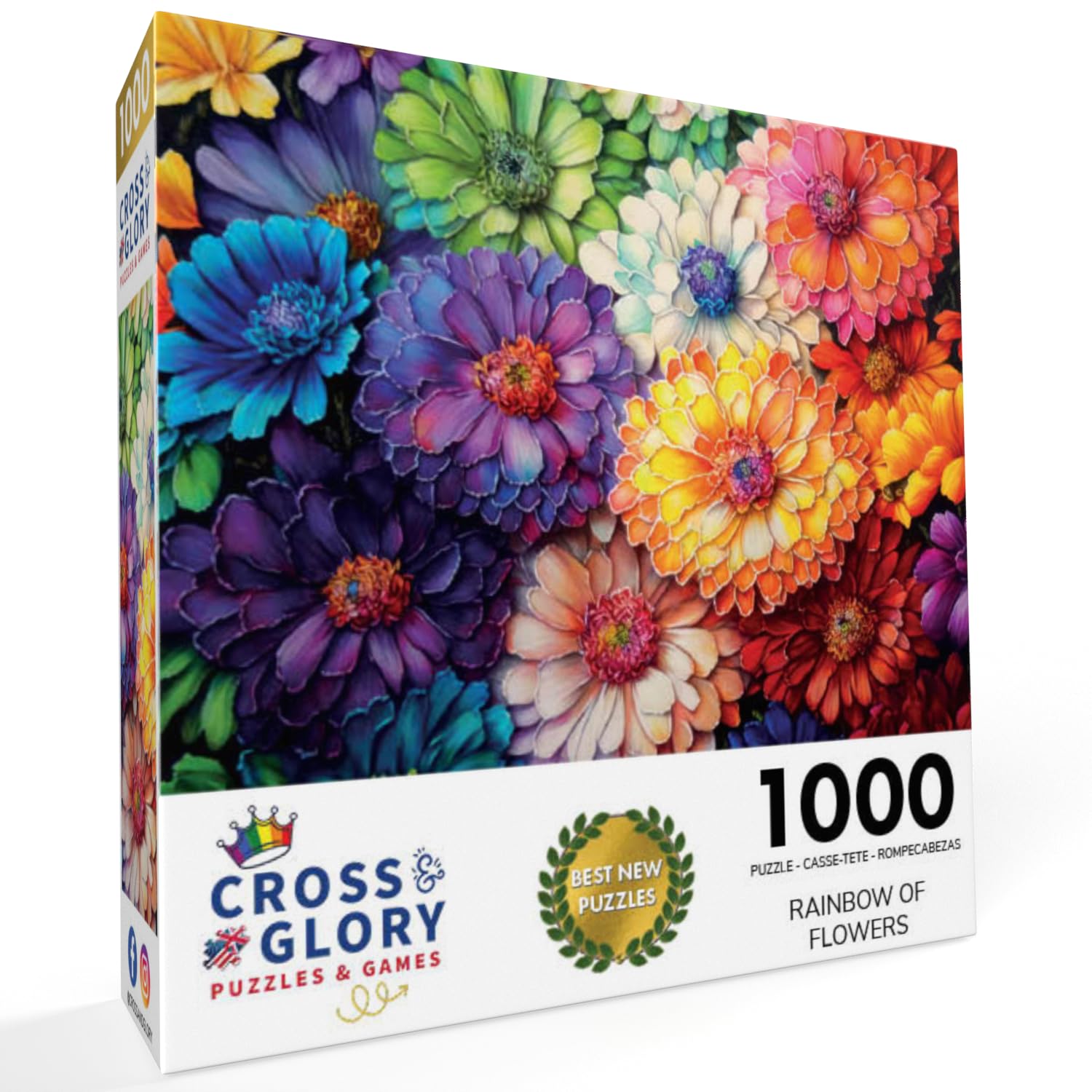 Cross & Glory Rainbow of Flowers satin finish closeup showcases glare-free, dust-minimized appearance.