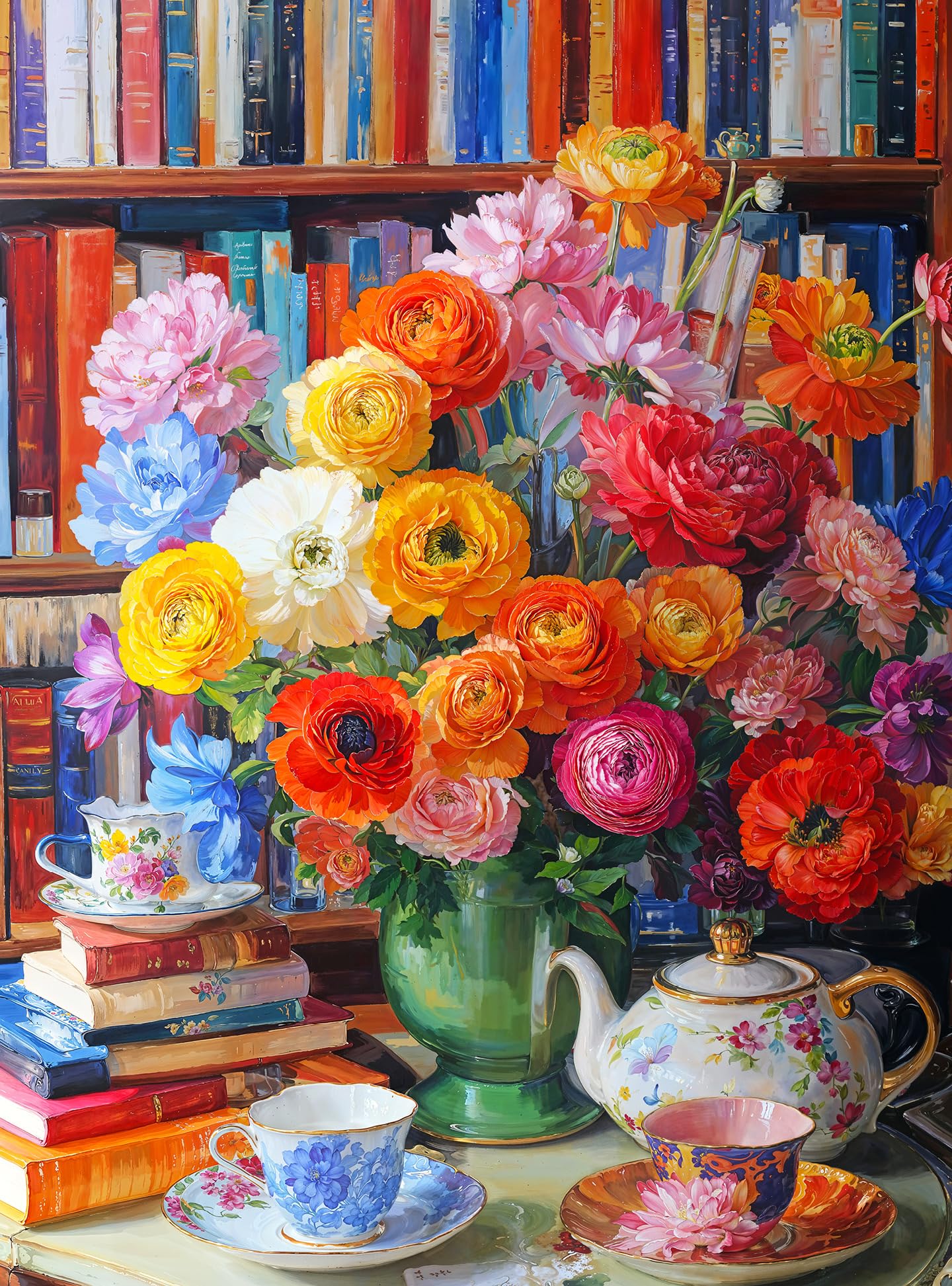 Cross and Glory Ranunculus Rendezvous puzzle cover with vibrant floral scene for colorful evenings