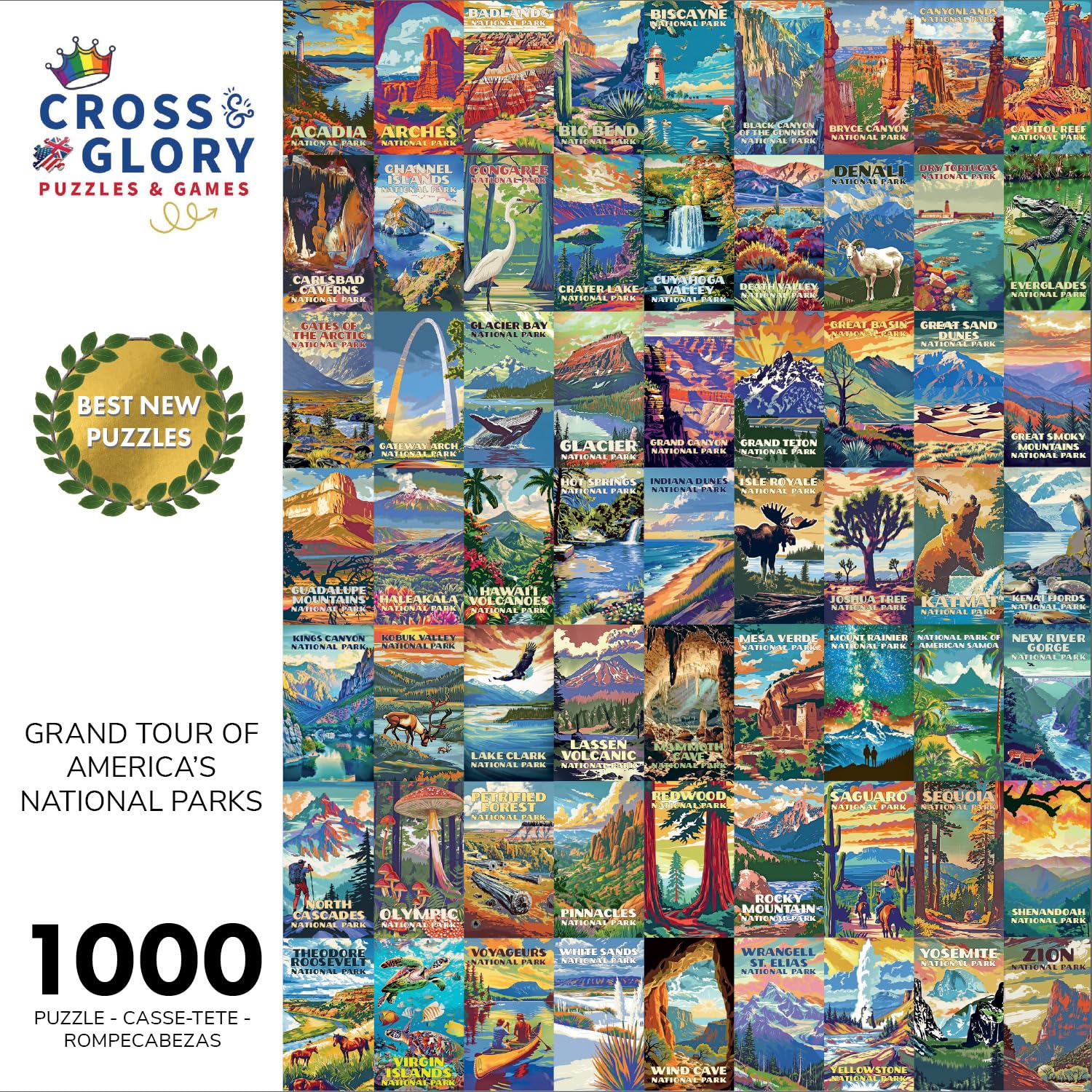 Cross & Glory Yellowstone geyser scene puzzle image for vivid color exploration and mindful puzzle time.