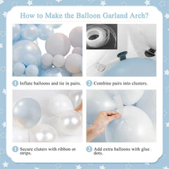 CROSSFINGERS party decor ideas using the blue balloon arch kit.