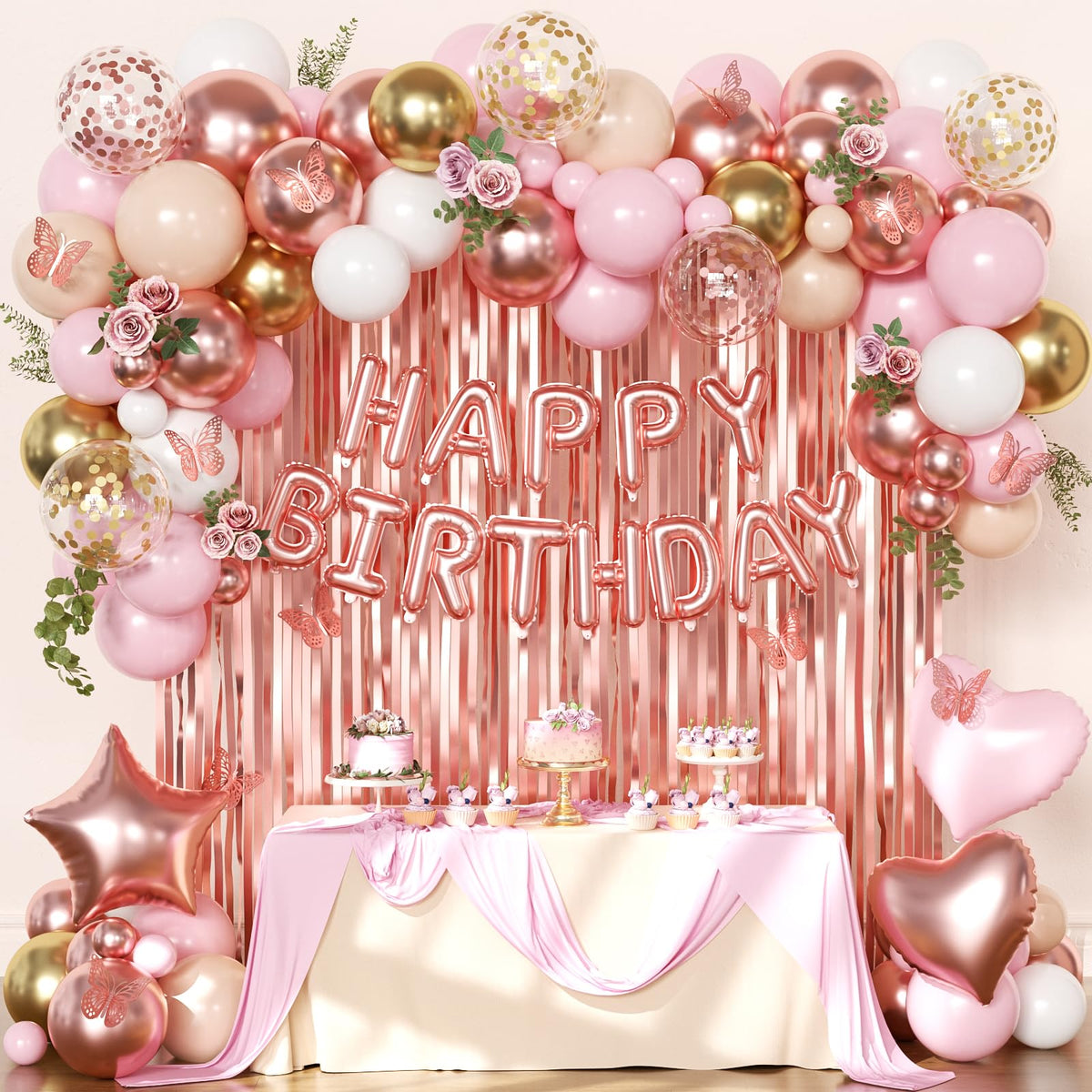 CROSSFINGERS rose gold fringe curtains add shimmer to celebrations