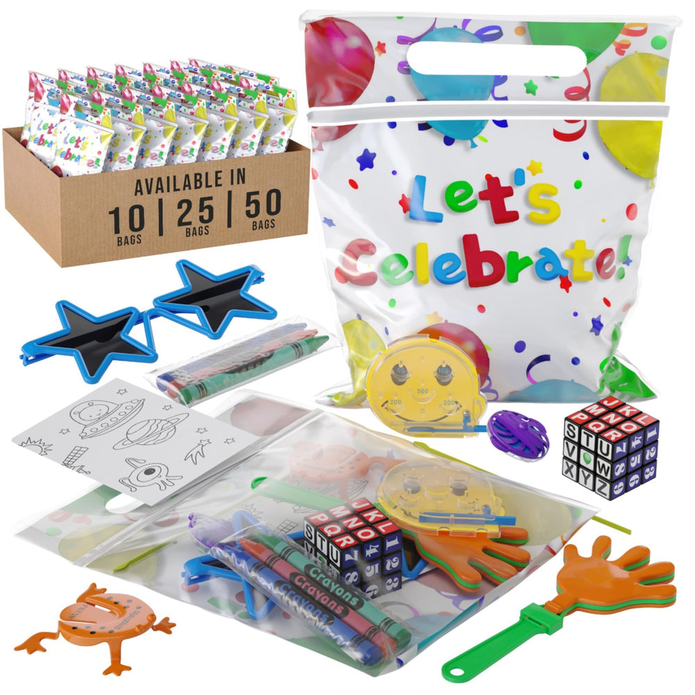 Crown Display pre-filled bags with colorful toys for kids parties