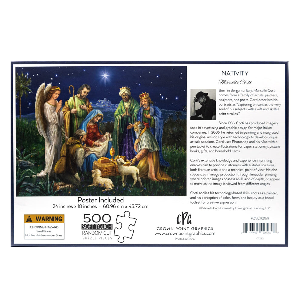 Crown Point Graphics baby Jesus scene highlights sacred moment for devotion and Christmas decor.