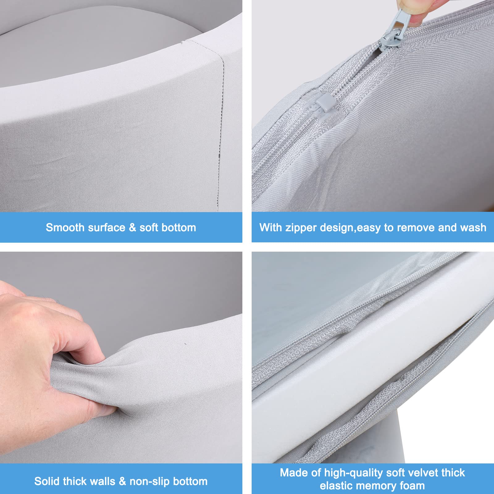 CROWNZONEE ball pit wall cushioning grey for soft landings.