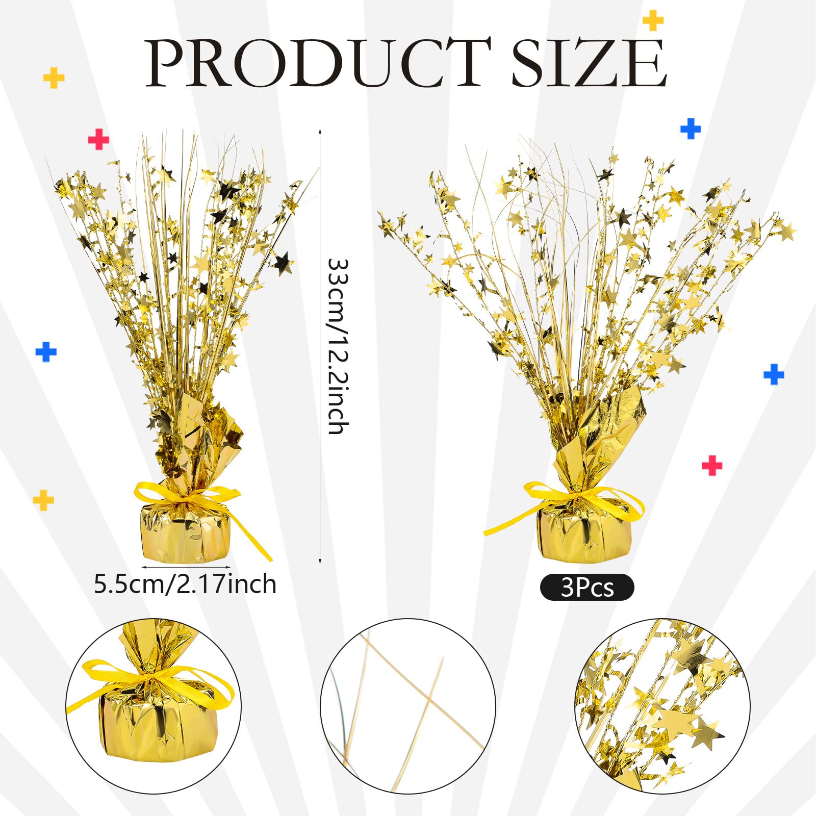 Crowye gold star centerpiece unfolded wire detail for customizable display