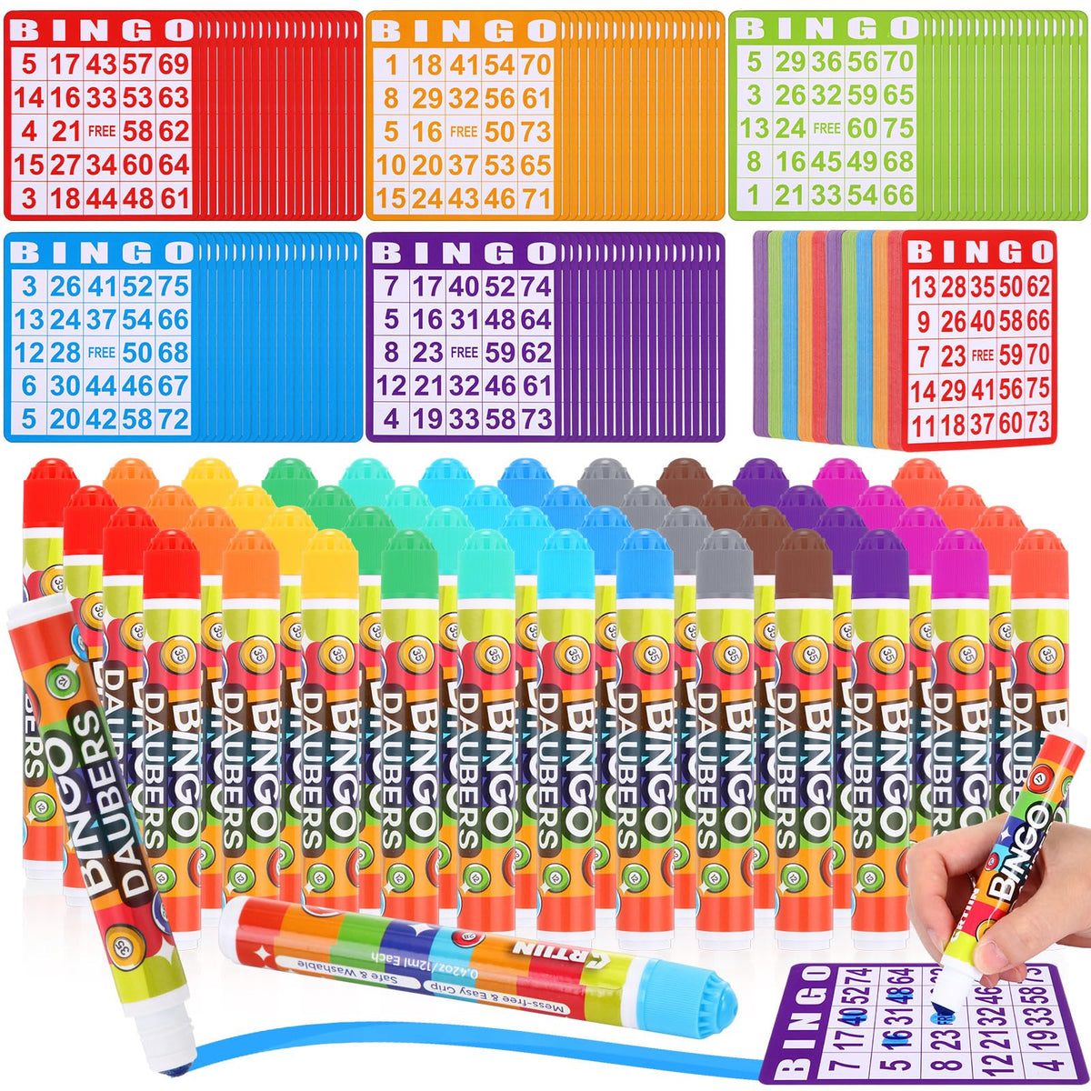 Crtiin bingo card set with 100 cards for large group play.