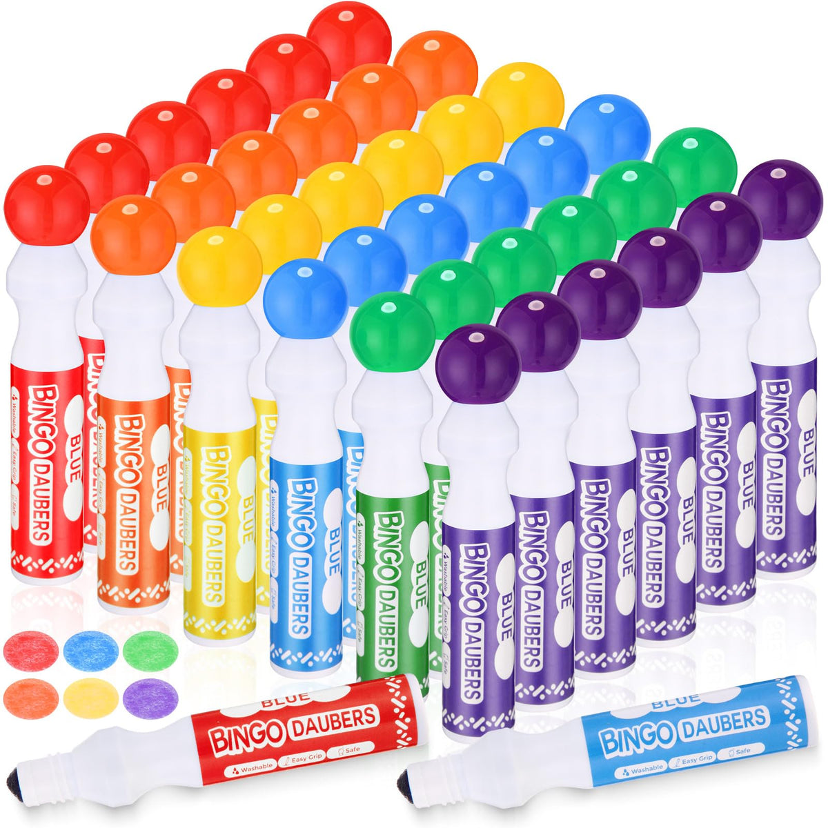 Crtiin bingo daubers in a six-color set for vibrant bingo cards.