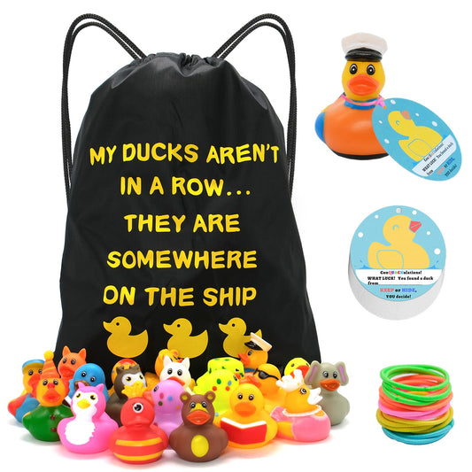 CruiSeaU rubber duckies with 20 playful ducks for cruise time fun.