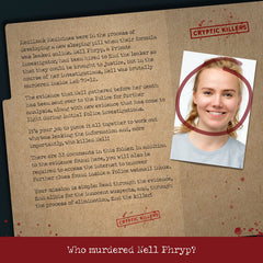 Cryptic Killers evidence photos and blueprints for realistic clues during game night.