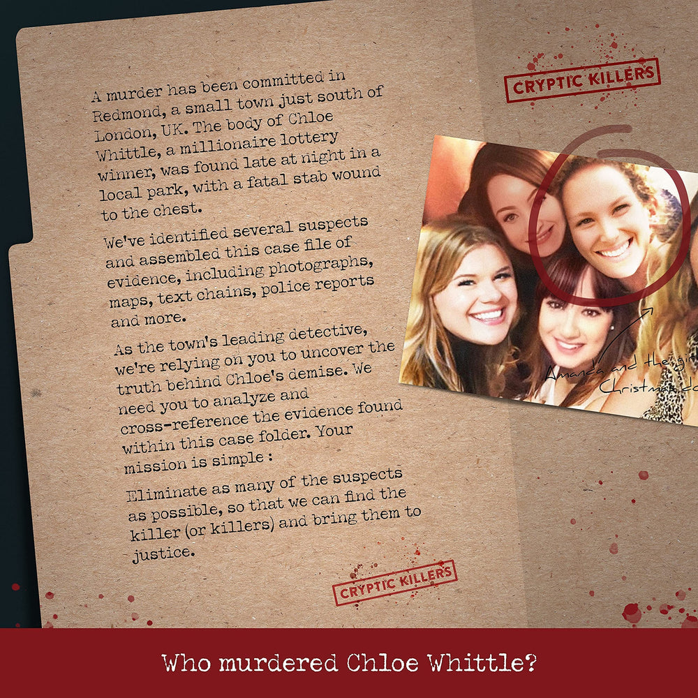 Cryptic Killers physical evidence pack showcases authentic clues for a realistic investigation.