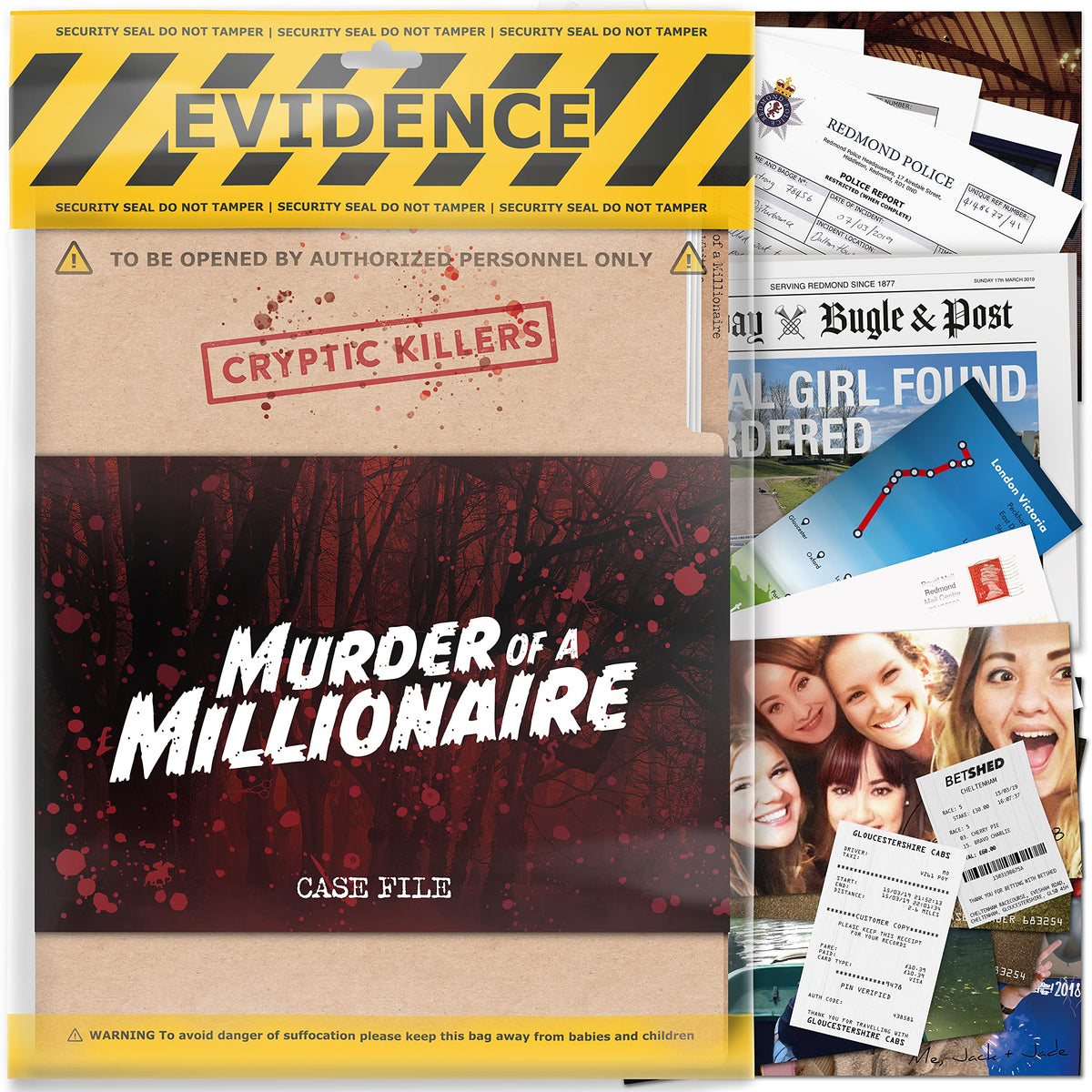 Cryptic Killers unsolved murder case cover teases an engaging night of deduction.
