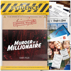 Cryptic Killers unsolved murder case cover teases an engaging night of deduction.