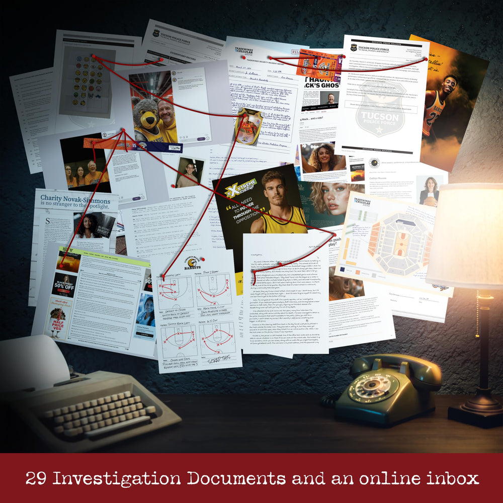 Cryptic Killers webmail emulator on screen revealing online clues.