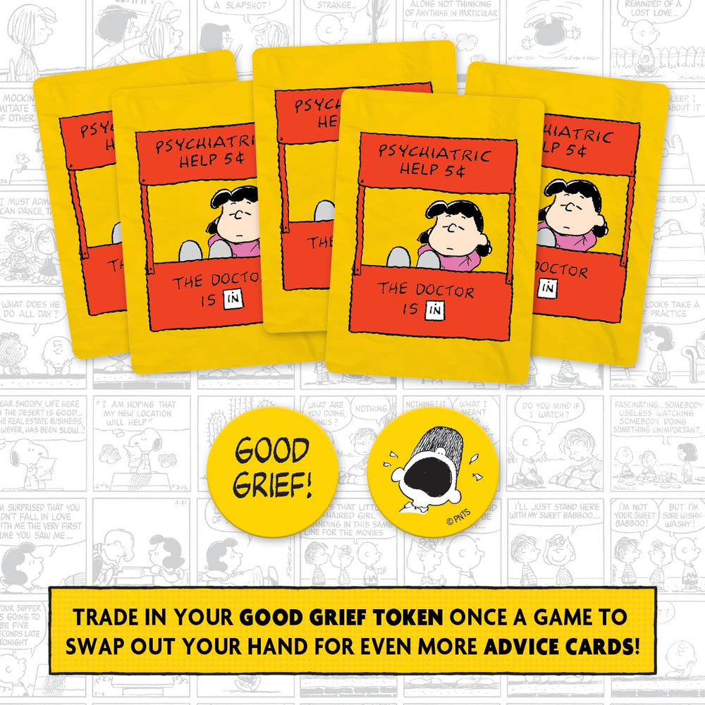 Cryptozoic Peanuts Doctor in advice-cards image suggests quick guidance for party play.