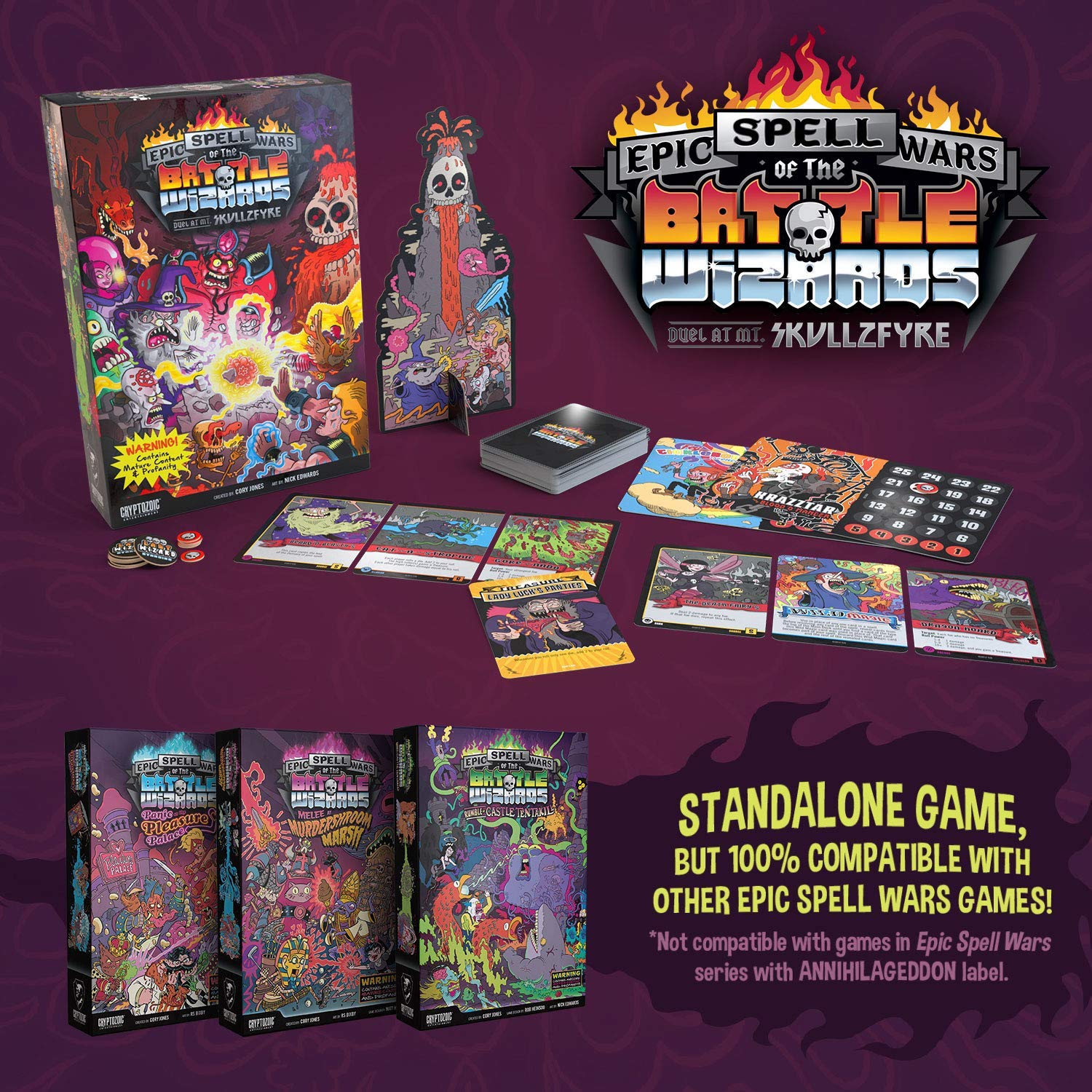 Cryptozoic Epic Spell Wars card artwork emphasizing bold aesthetics and humor