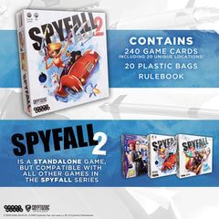 Cryptozoic Spyfall 2 players around a table during eight-minute rounds.