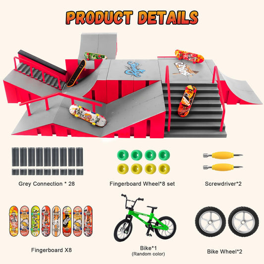 CS COSDDI finger skateboard ramp set enhances play with modular, buildable skate parks.