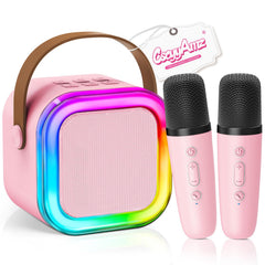 CscyyAmz mini karaoke machine pink, front view for family sing-alongs