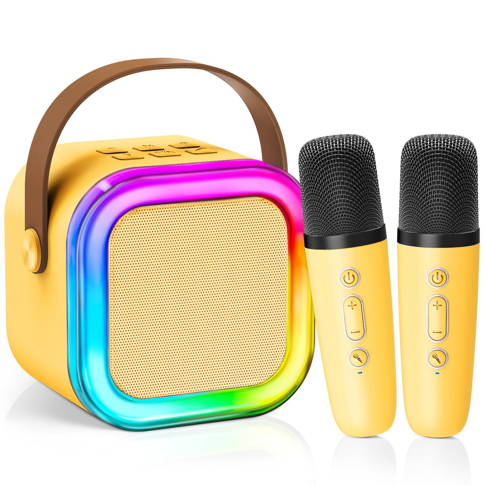 CscyyAmz mini karaoke with two wireless mics for kids and duets.