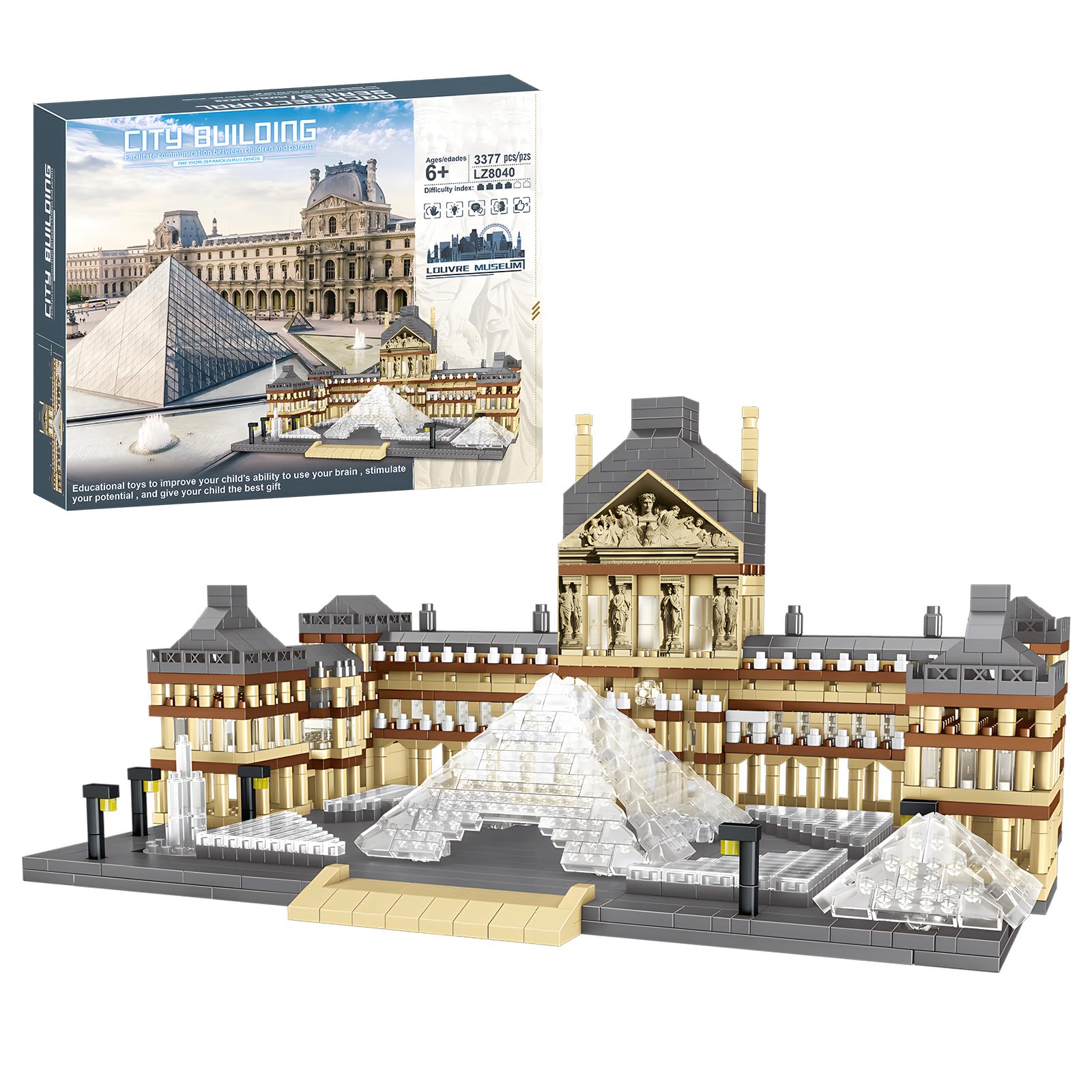 CSNRHG Paris Louvre model exterior showcases the iconic facade for home display.