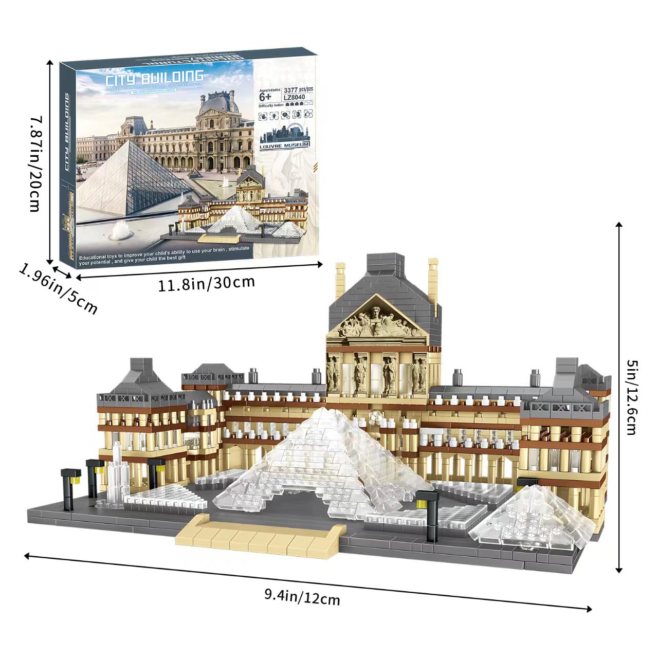 CSNRHG Paris Louvre pyramid detail highlights precise building textures for immersive learning.