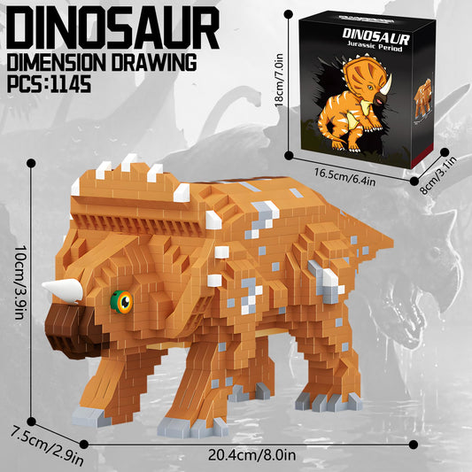 CSNRHG Triceratops blocks side view highlighting sturdy joints.
