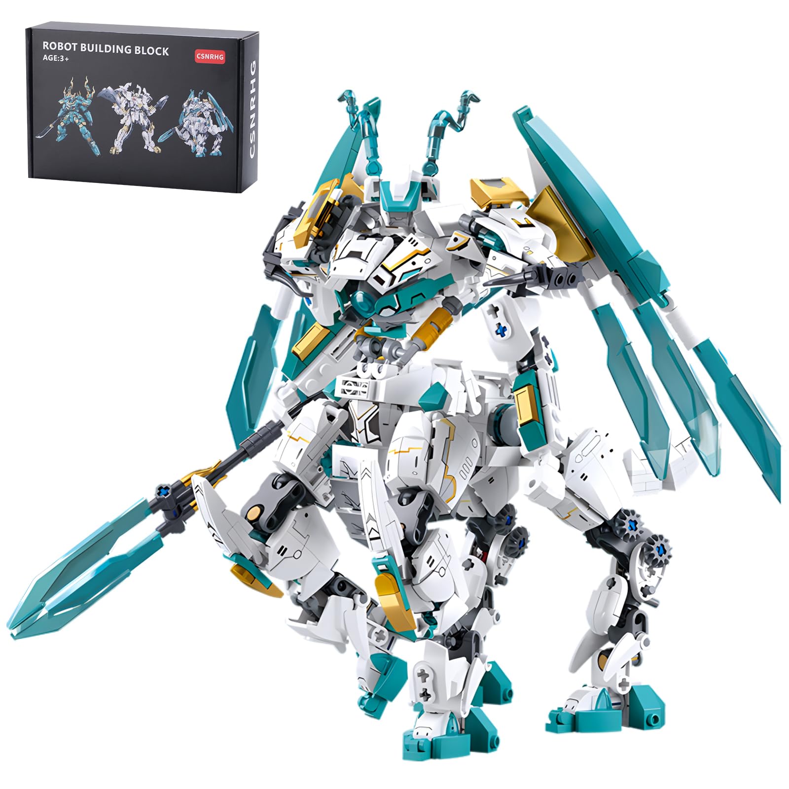 CSNRHG White Horse Dragon Mech model in warrior form, ideal for display and play.