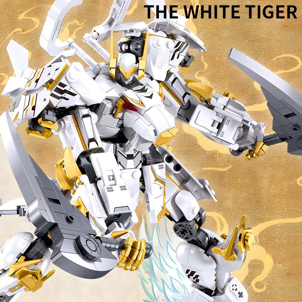 CSNRHG White Tiger Samurai mech detailed armor showcases craftsmanship and tactile appeal.
