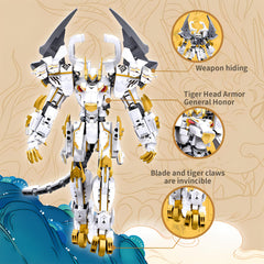 CSNRHG White Tiger Samurai mech double axe demonstrates versatile display and play.