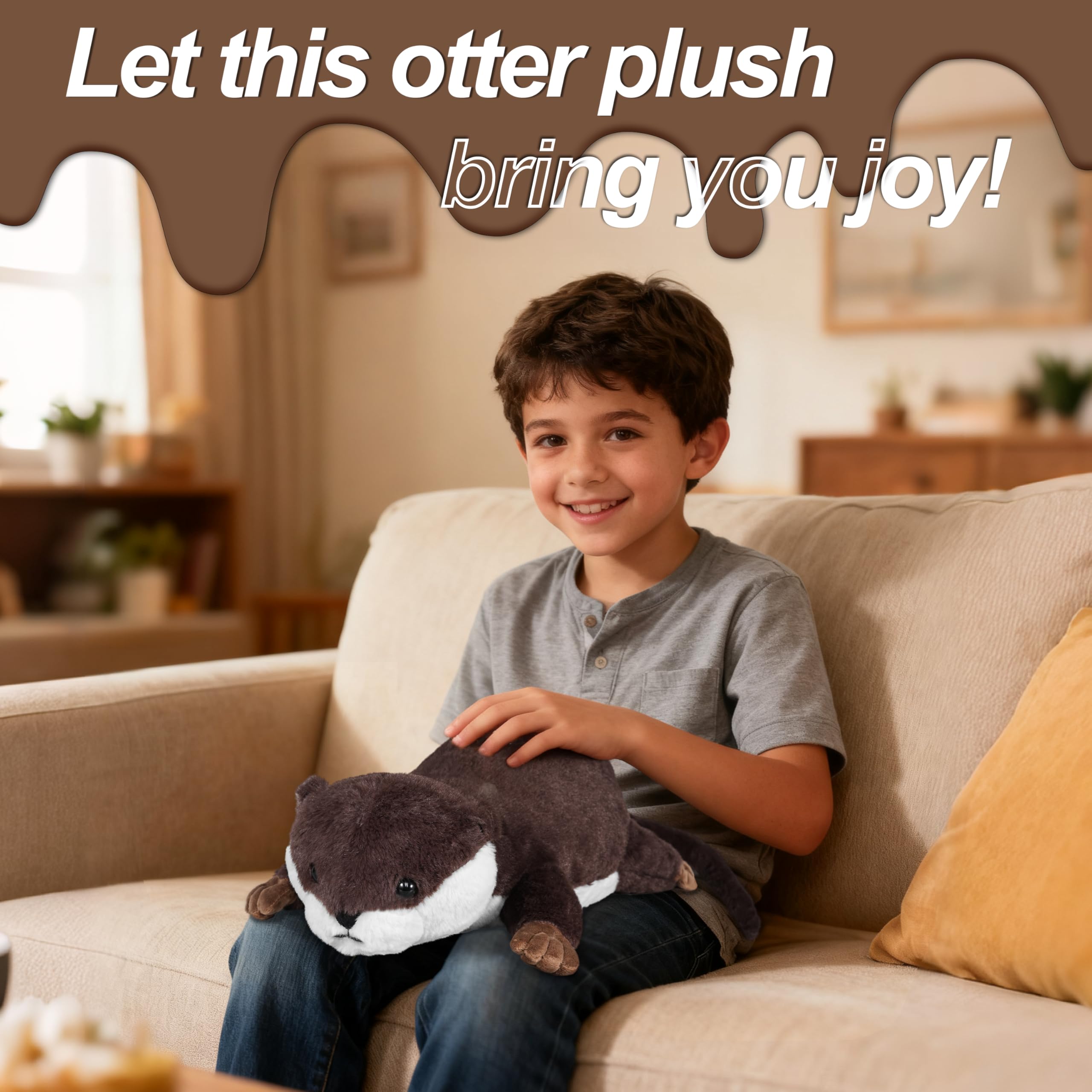 CSVBTRF otter plush in a cozy bedroom decor setup.