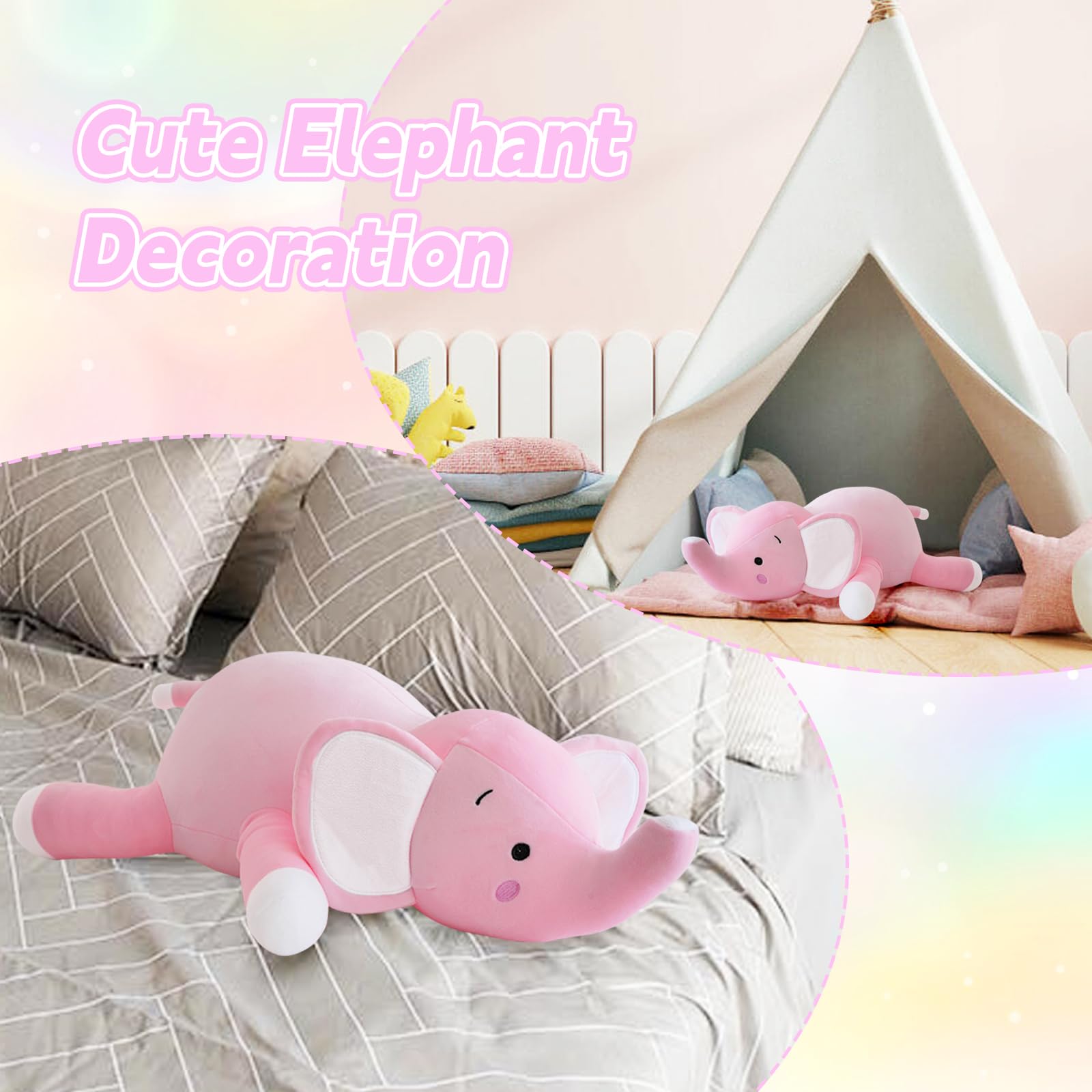 CSVBTRF weighted elephant plush measures 23 inches for cozy hugs