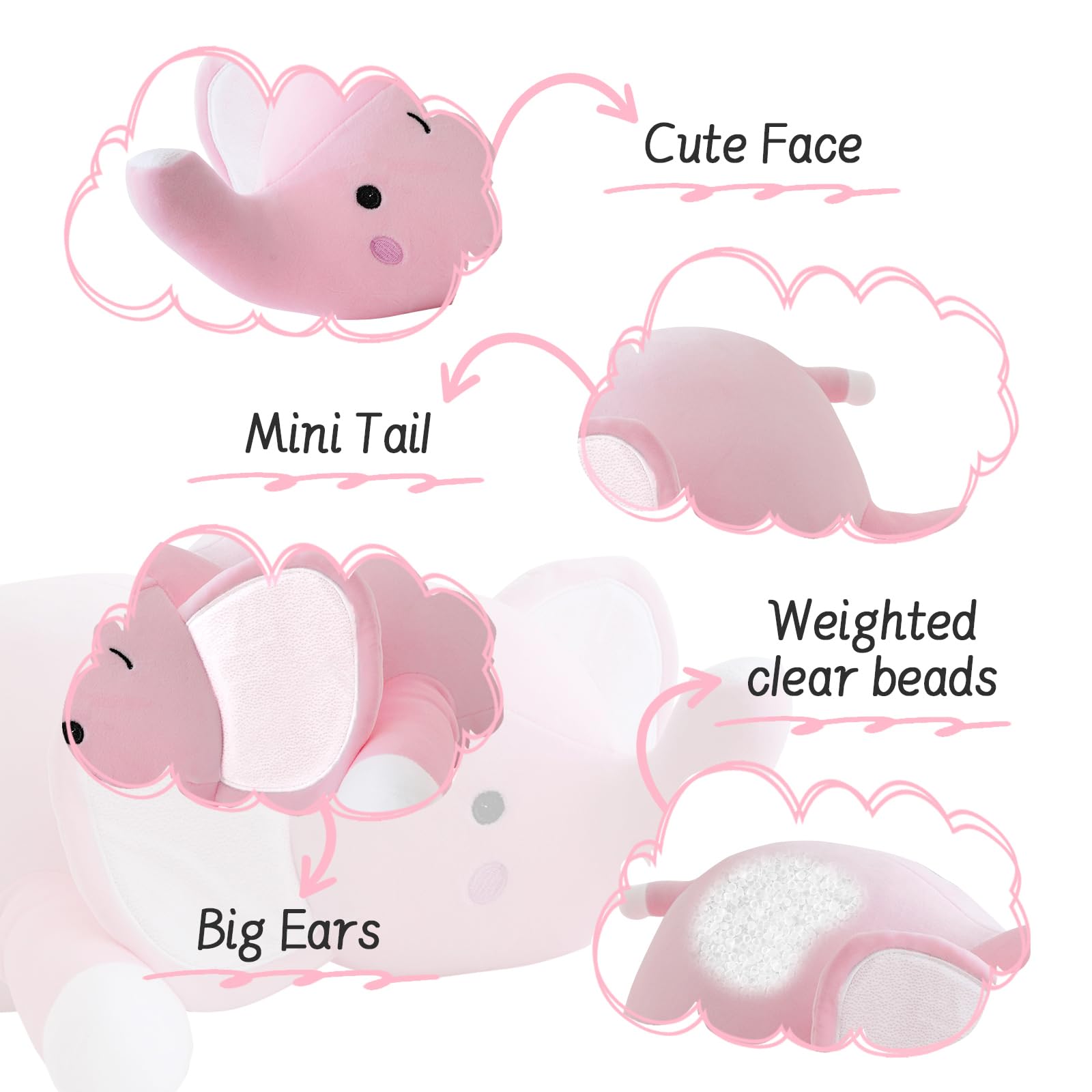 CSVBTRF elephant plush eyes are embroidered for a friendly look